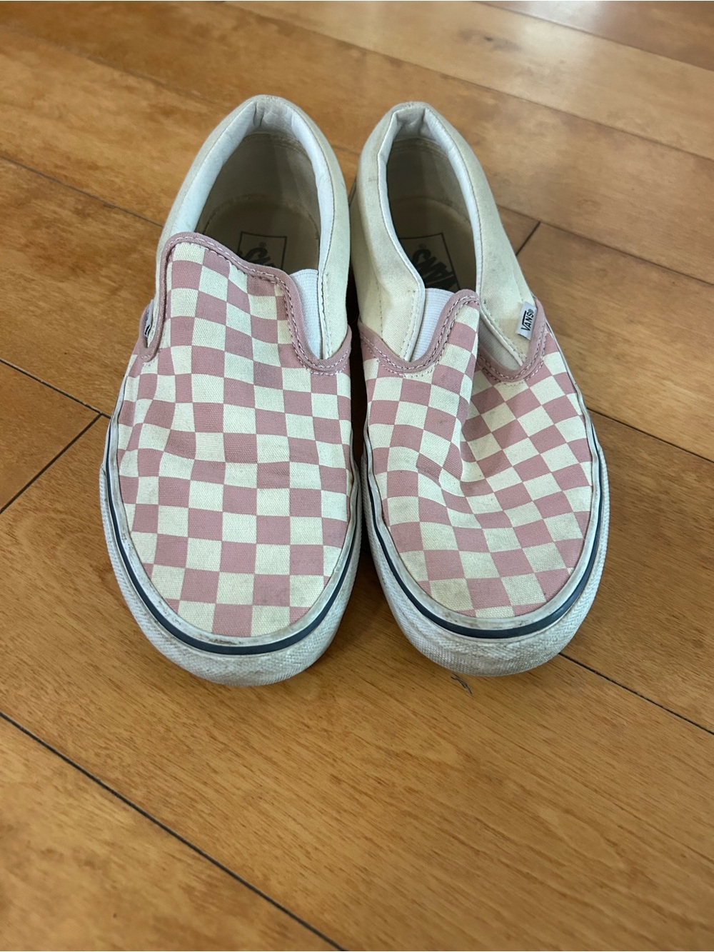 Vans Women’s Slip-On Checkerboard Sneakers - Pink and White
